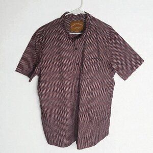 Red Camel Men's Red Collared Hand Crafted Polka dot Button Up Shirt Size XL